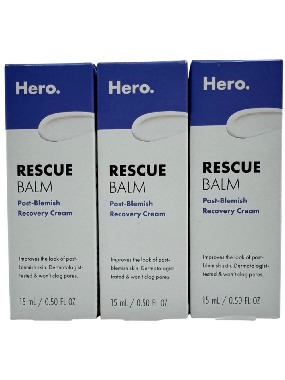 3 Pack Hero Cosmetics Rescue Balm Post-Blemish Recovery Cream 15 ml Each